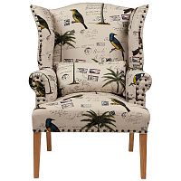 кресло мягкое с ушами quinn tufted armchair бежевое с рисунком в Архангельске