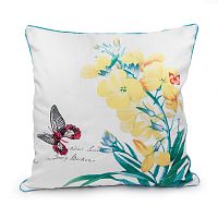 декоративная подушка белая с желтым цветком botanical style в Архангельске