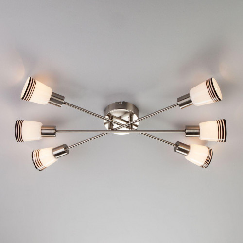 потолочная люстра eurosvet jenna 30132/6 сатин-никель в Архангельске