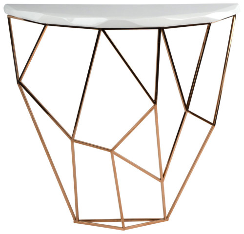 консоль geometric 100x38x90 золото, белая столешница в Архангельске
