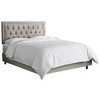 кровать двуспальная 160х200 серая с каретной стяжкой alix light gray в Архангельске