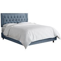 кровать двуспальная 180х200 голубая с каретной стяжкой alix steel blue в Архангельске