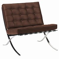 кресло barcelona chair экокожа коричневое в Архангельске