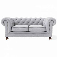диван chesterfield lux двухместный прямой светло-серый в Архангельске